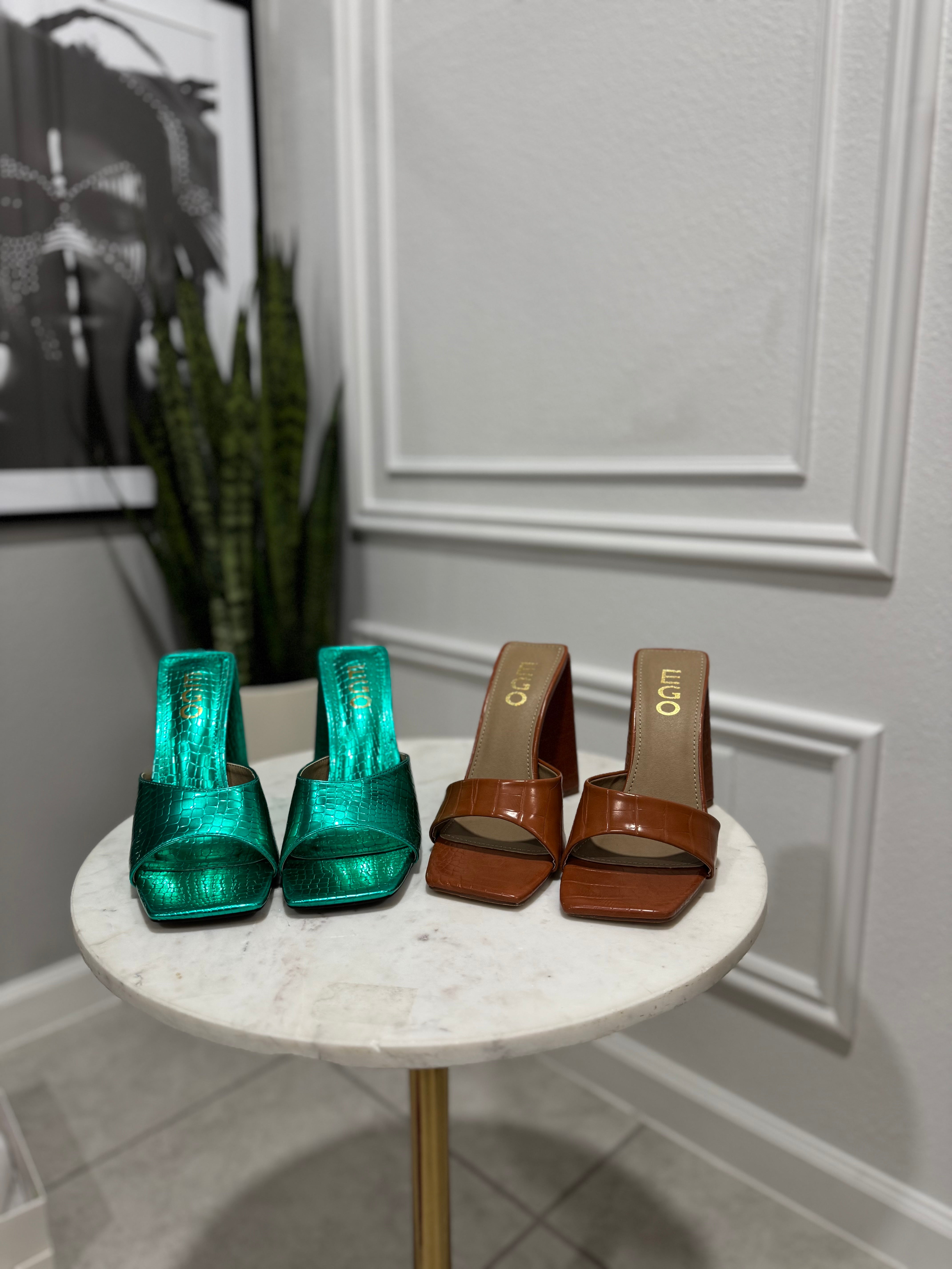 EGO Turquoise Snake Print Mules (BRAND NEW)