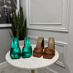 EGO Turquoise Snake Print Mules (BRAND NEW)