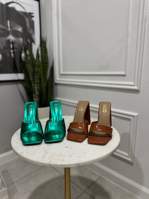 EGO Turquoise Snake Print Mules (BRAND NEW)