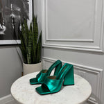 EGO Turquoise Snake Print Mules (BRAND NEW)