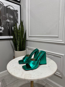 EGO Turquoise Snake Print Mules (BRAND NEW)