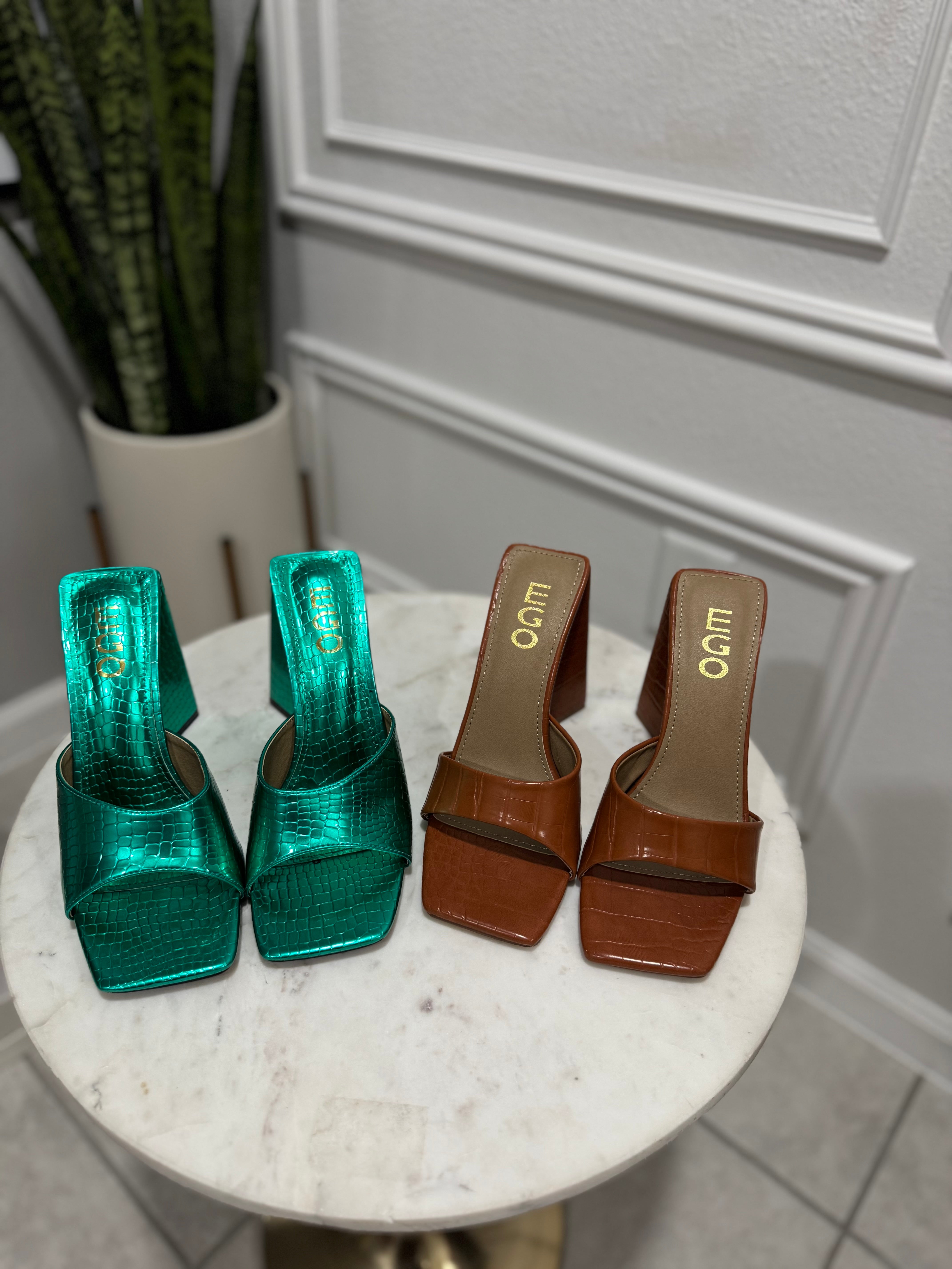 EGO Turquoise Snake Print Mules (BRAND NEW)