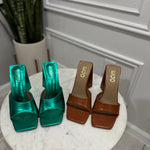 EGO Turquoise Snake Print Mules (BRAND NEW)