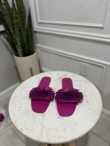 Berry Spiked Fringe Beaded Flats (BRAND NEW)