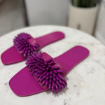 Berry Spiked Fringe Beaded Flats (BRAND NEW)