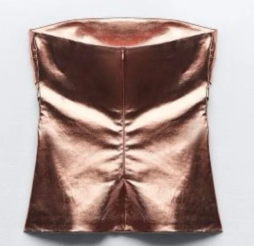 Metallic Bronze Strapless Top (BRAND NEW W/TAGS)